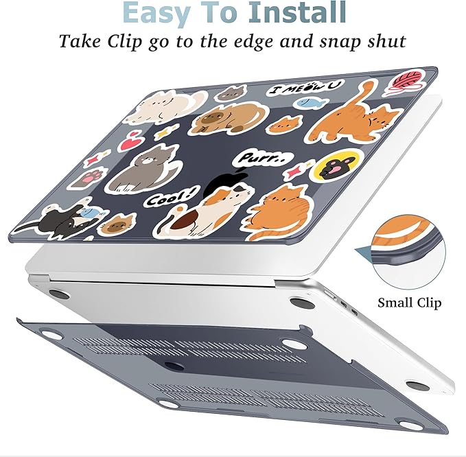 May Chen for MacBook Air 13.6 Inch Case 2025/2024/2023/2022 Release (Model A2681 A3113 A3240, M2 M3 M4 Chip) – Hard Shell Laptop Cover with Keyboard Cover & Screen Protector，Cat Sticker Print
