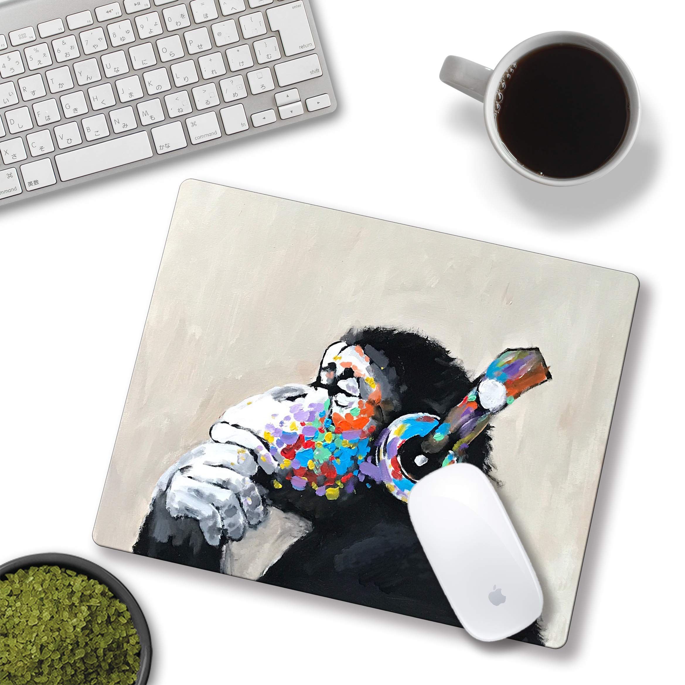 SHALYSONG Gorilla Oil Painting Mouse Pad, Non-Slip Small Computer Mousepad