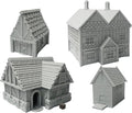 Paintable Tabletop Miniature Little Town Building Terrains Compatible with RPG War Games - 18mm Scale Dioramas Building Set Scenery with Medieval Architecture Style by HAUTICO (HVillageHouses2-1)