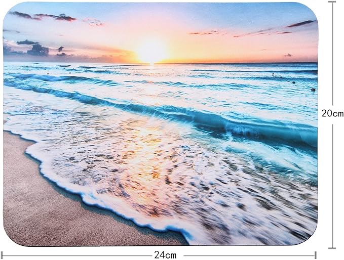 Mouse Pad, Gaming Mouse Pad, Non-Slip Rubber Base Mouse Mat with Designs for Laptop, Computer & Office, 9.5 x 7.9 x 0.12 inches (Sea and Beach)