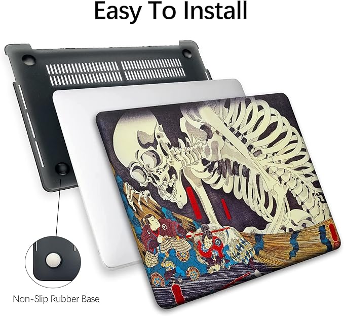 Berkin Arts Compatible with MacBook Pro 13 inch Cover, 2022-2016 Release A1706/A1989/A2159 with Keyboard Cover & Screen Protector Feudal Japan Art (The Skeleton Specter by Kuniyoshi)