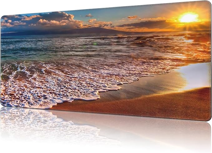 Mouse Pad Large Nice Sunset Non-Slip Game Desk Mat with Stitched Edge Laptop Keyboard Desk Pad for Work Home Gaming (35.4 x 15.7 Inches)