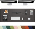 Leather Desk Pad Protector,48"x 17"Desk Mat Large, Mouse Pad, Non-Slip PU Leather Desk Blotter,Waterproof Desk Pad for Office/Home(Dark Grey)