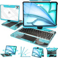 Intermerge Clear Keyboard Case for iPad Air 11" (M3/M2, 2025/2024), Air 5th/4th, Pro 11" 2022-2018, 360° Swivel Multi-Touch Trackpad, 7-Color Backlit, Pencil Holder, Type-C, Aqua Pulse