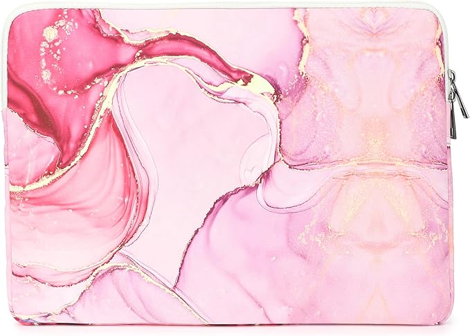 Canvaslove Pink Marble Laptop Sleeve Case Bag with Pocket for MacBook Pro 14 inch,Surface Laptop 14.4 inch and HP Lenovo Dell ASUS Acer 14 inch Laptop