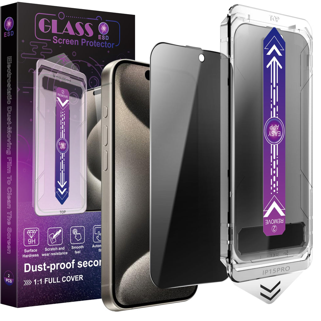 CHRYSHA 2-Pack Privacy Screen Protector for iPhone 16 Pro Max 6.9-Inch, Auto Dust Removal, No Bubbles,Anti-Spy Tempered Glass Film, Easy Installation