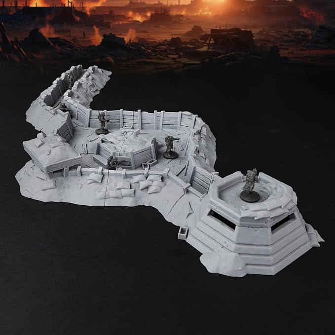 AUSPDICE RPG Terrain AF695 Trench Set – Modular Defensive Position for DND Map Layouts, Wargame Accessories, Dungeon Walls, and 28mm–32mm Miniature Tabletop RPG Games