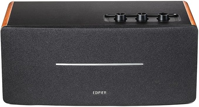 Edifier D12 Integrated Desktop Computer Speakers with Bluetooth 5.0, Wireless Stereo Tabletop Speaker 70 Watts RMS with Subwoofer Line Out, RCA, Aux Input for PC Monitor Laptop - Wooden Enclosure