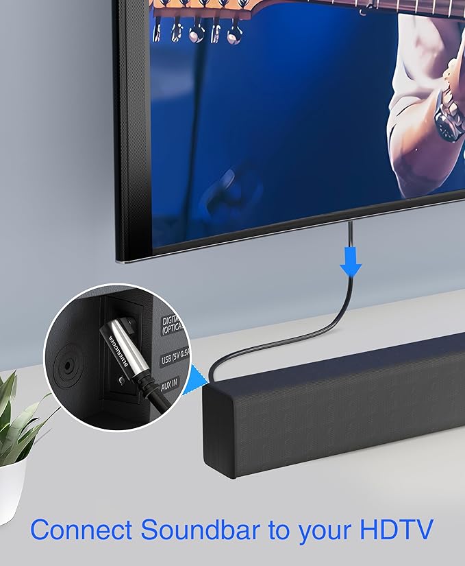 BlueRigger Optical Audio Toslink Cable - 25FT (90 Degrees Optical Cable for Soundbar, 360 Degree Rotatable Right Angle, S/PDIF Digital Toslink) - Fiber Optic Compatible with HDTV, Game Console, DVR
