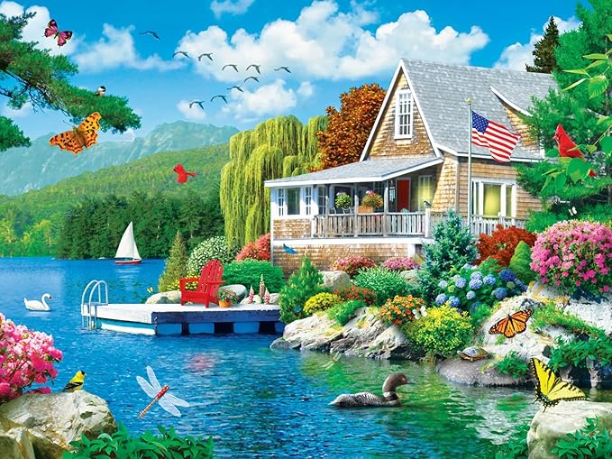 Masterpieces 300 Piece EZ Grip Jigsaw Puzzle - Lakeside Memories - 18"x24"