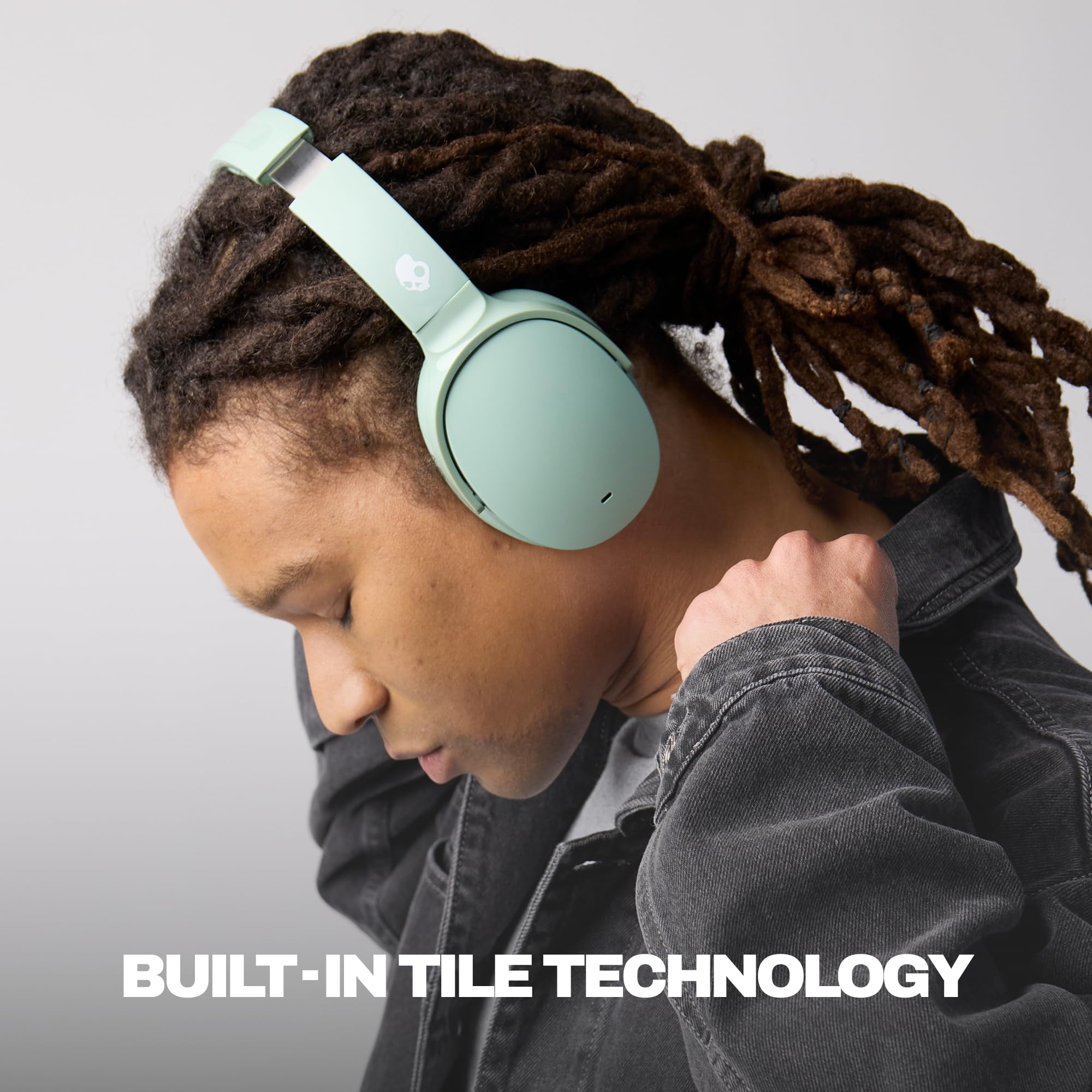 Skullcandy Hesh ANC Wireless Over-Ear Bluetooth Headphones with Extra USB-C Charging Cable, Active Noise Canceling, 22 Hrs Battery, Foldable Lightweight Design, Microphone iPhone Android - Preppy Sage