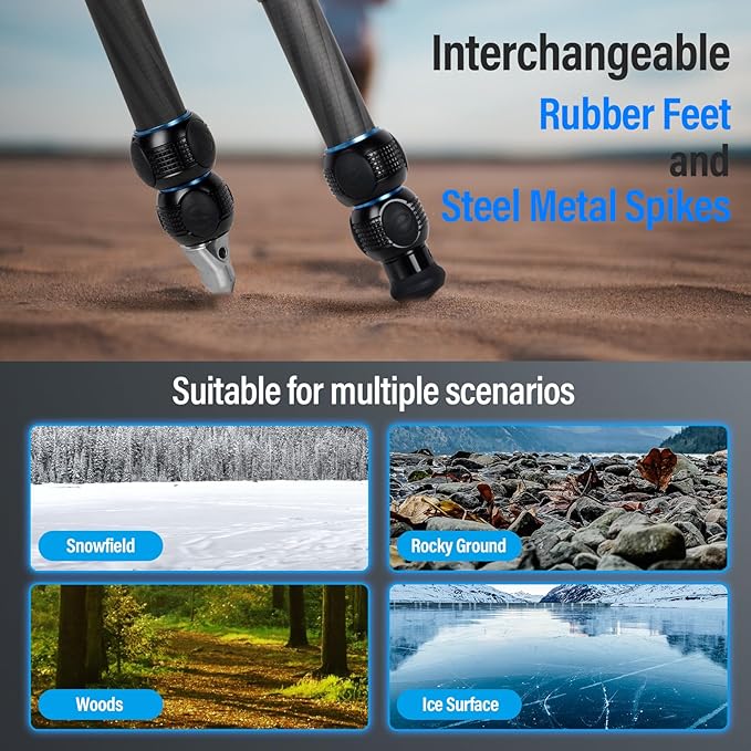 SIRUI Carbon Fiber Tabletop Tripod Kit with ±15° Bowl Adjustment, Compact Ultra-Light Weight Only 0.62kg, Max Load 5kg/11.02lb for Cameras, DSLR（AM-223L）