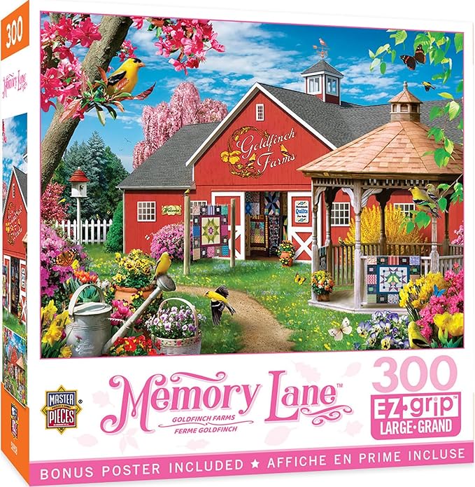 MasterPieces - 300 Piece Jigsaw Puzzle, Large EZ Grip, Goldfinch Farms, Adult & Family Fun, Non-Glare, 18"x24", Puzzles 300 Pieces for Adults