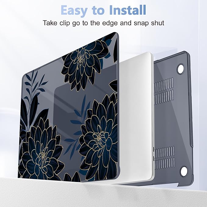 for MacBook Pro 16 inch Case 2019 2020 Release Model A2141, Plastic Hard Shell Cover with Keyboard Cover & Screen Protector for MacBook Pro 16 inch with Touch Bar & Touch ID, Flower Dahlia