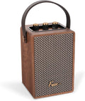 Fuse Andle Vintage Retro Bluetooth Speaker with Vegan Leather Handle | Portable Speaker with Smartphone Connection | USB & AUX Input | Stylish Brown Wood Exterior