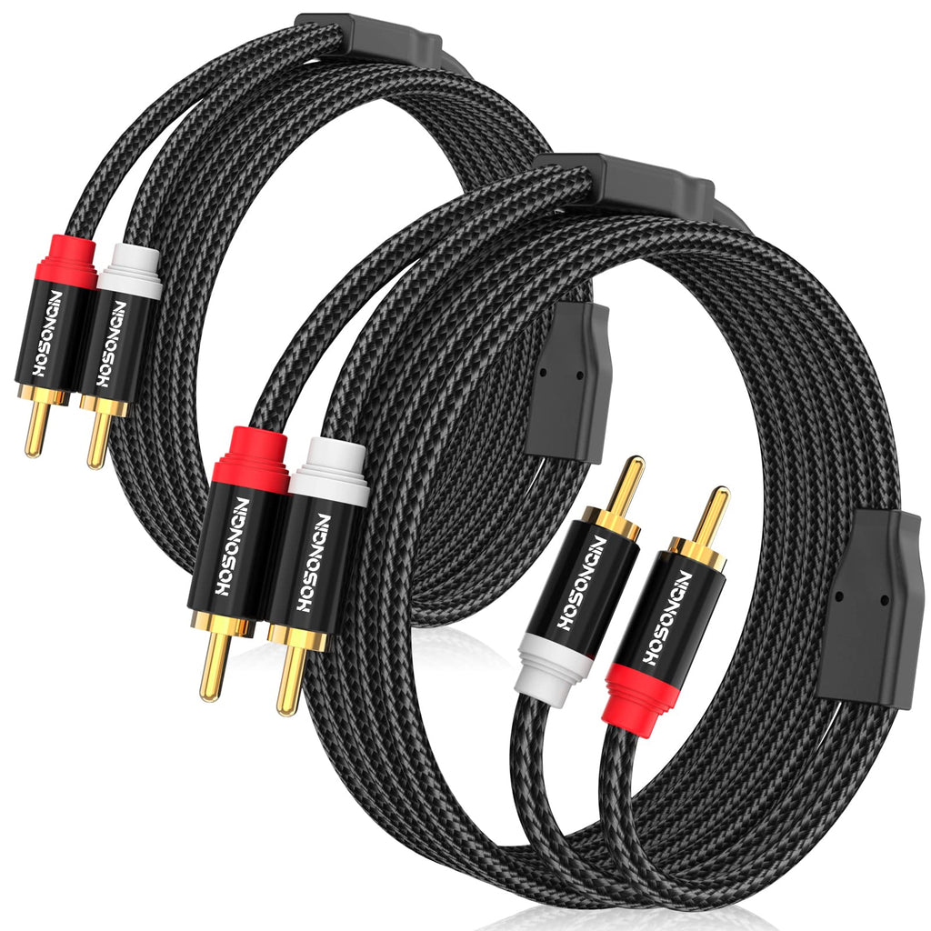 HOSONGIN RCA Cables 3.3ft 2 Pack[Hi-Fi Sound, Nylon Braided, Shielded], 2-Male to 2-Male RCA Audio Stereo Subwoofer Cable Auxiliary Cord for Home Theater, HDTV, Amplifiers, Hi-Fi Systems, Speakers