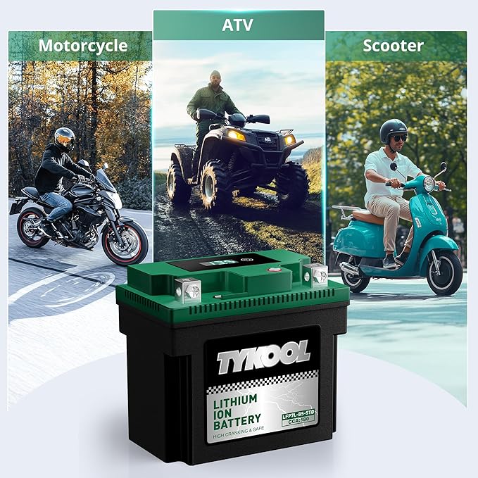 YTX7L-BS-STD 2X Cranking Amps,180CCA,Lithium Iron Phosphate Motorcycle Battery,Digital Readout,Comptitable for Honda,Suzuki Motorycle, Kawasaki ATV,Piaggio Scooter,Predator 3500 Generator battery