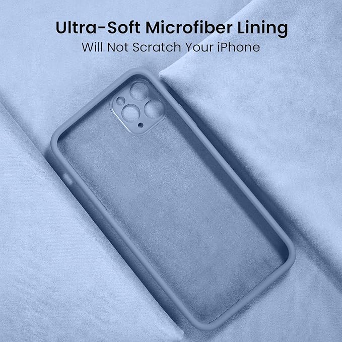 FireNova Designed for iPhone 13 Pro Case, Silicone Upgraded [Camera Protection] Phone Case with [2 Screen Protectors], Soft Anti-Scratch Microfiber Lining Inside, 6.1 inch, Light Blue
