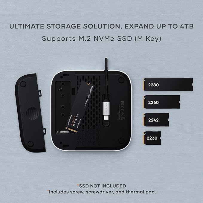 Satechi Mac mini M4 Hub & Stand with NVMe SSD Enclosure, Mac mini M4 Dock with 2xUSB A Up to 10Gbps, USB A Data Port, SD Card Reader for Mac mini M4, Mac mini M4 Pro - Silver