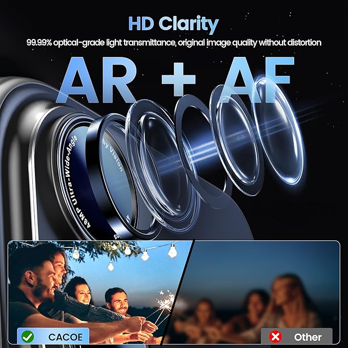 CACOE for iPhone 16/16 Plus Camera Lens Protector - Metal Frame Tempered Glass Cover, [Anti-Scratch] [Drop-Proof][Strong-Adhesion] Camera Screen Cover (Black)