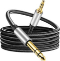 3.5 mm to 6.35 mm Audio Cable 50Ft, Gold-Plated Terminal Silver Color Zinc Alloy Housing 3.5mm 1/8" Male TRS to 6.35mm 1/4" Male TRS Nylon Braided Stereo Audio Cable for Cellphone and More(50Ft/15M)