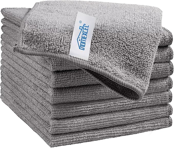HOMEXCEL 8PK Microfiber Cleaning Cloth, Cleaning Rags for Home, 11.5x11.5in