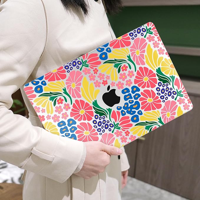 MEEgoodo for M4/M3/M2 MacBook Air 15.3 inch Case 2025 2024 2023, Case Fit Model (A3241/A3114/A2941) for MacBook Air 15 inch, Laptop Hard Shell with Keyboard Cover, Groovy Flower