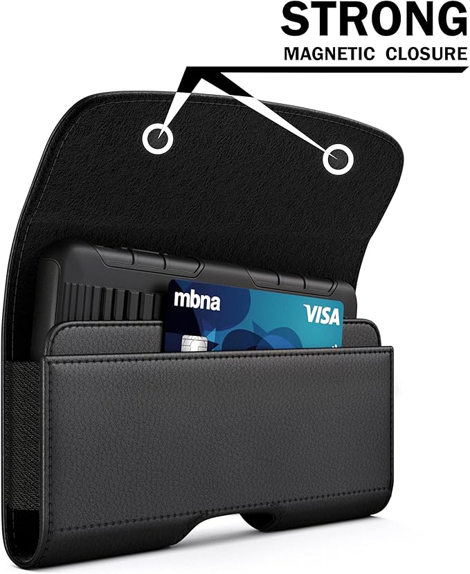 PiTau Holster for iPhone 16 & Pro 16e 15 15pro 14 14pro 13 13pro 12 12pro, Samsung Galaxy S25 S24 S23 S22, Cell Phone Belt Holder Case with Clip, ID Card Pouch Protective Cover for Men, Black Medium
