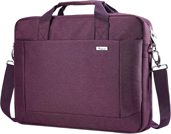 Voova Laptop Bag Case 15 15.6 16 Inch, Computer Sleeve Messenger Bag with Shoulder Strap Expandable Waterproof Business Briefcase for Women Ladies to Work Travel School, Fit 14-16 Inch Laptop,Purple