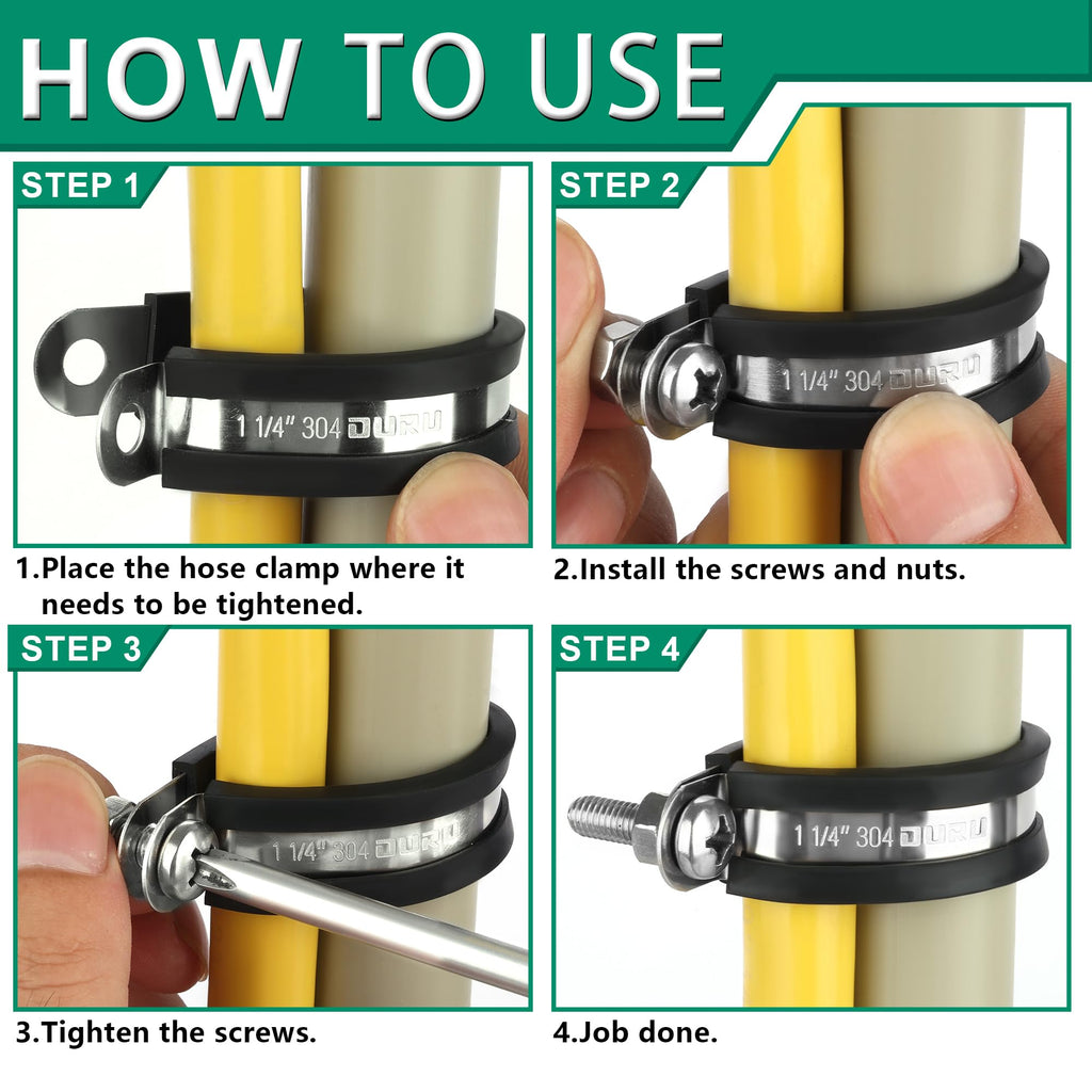 OURU 3/16 Inch Cable Clamps, Rubber Coated Insulated Clamps, 30pcs, 5mm
