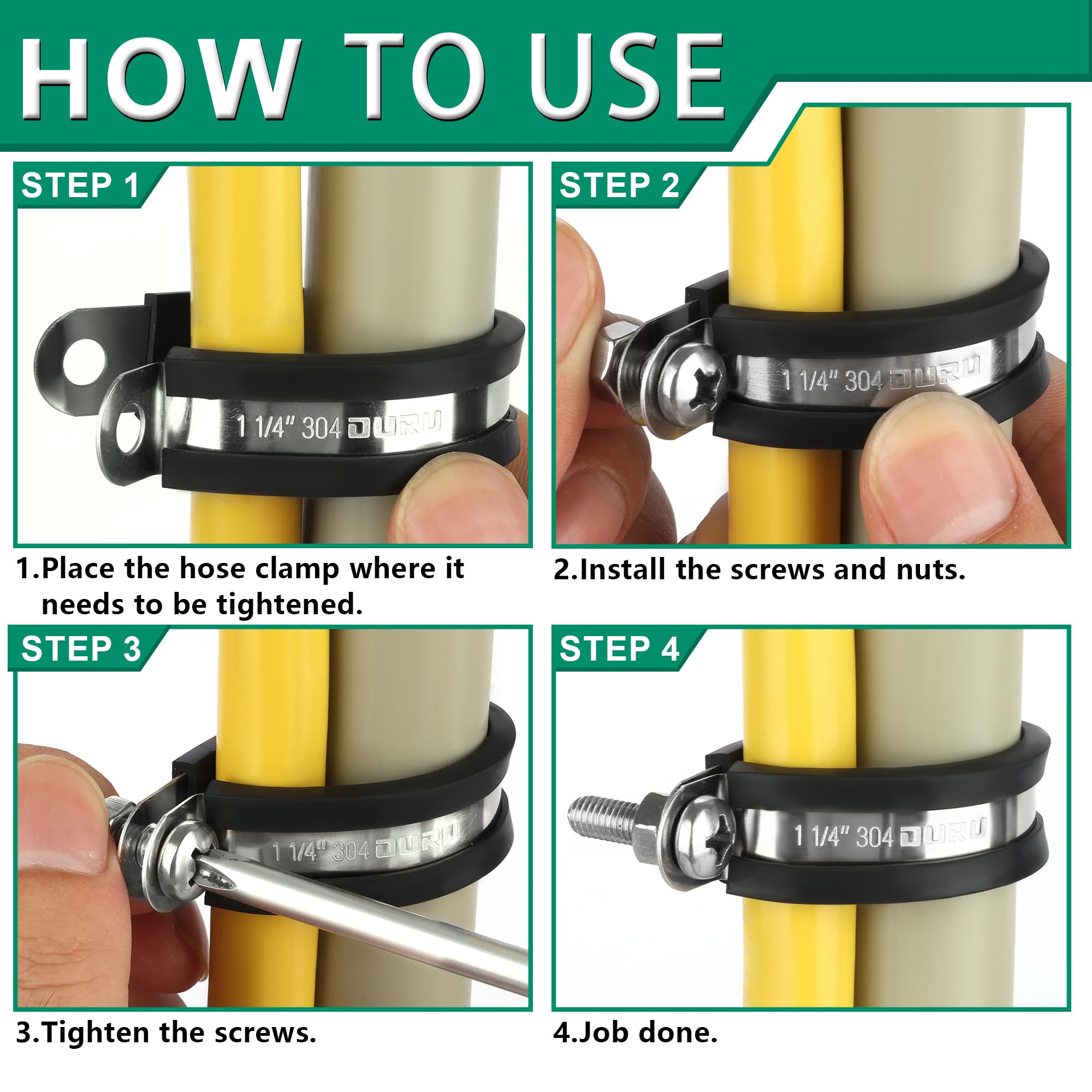 OURU 3/16 Inch Cable Clamps, Rubber Coated Insulated Clamps, 30pcs, 5mm