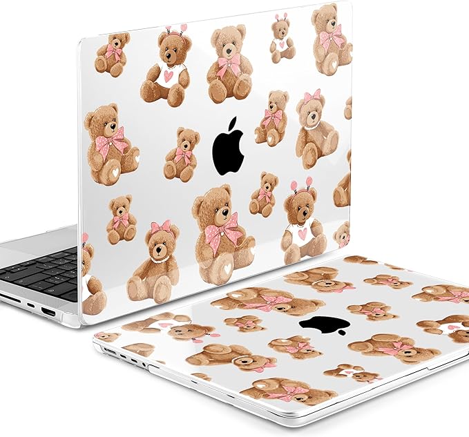 DONGKE for M4 MacBook Pro 16 Inch Case 2024 2023 2021 A3403 A3186 M3 A2991 M2 A2780 M1 A2485 Pro/Max Chip, Plastic Hard Shell Case & Keyboard Cover for Mac Pro 16 with Touch ID, Cartoon Bears