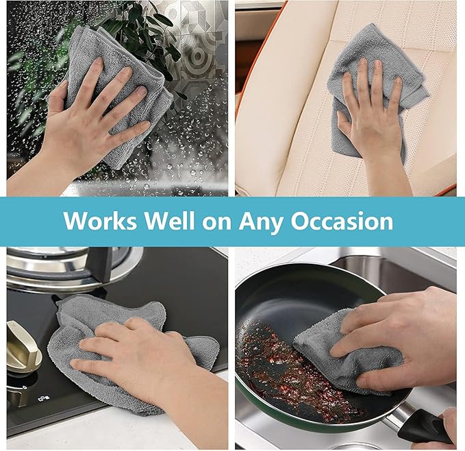 HOMEXCEL 8PK Microfiber Cleaning Cloth, Cleaning Rags for Home, 11.5x11.5in