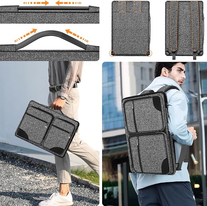 ZINZ 360 Protective Laptop Case 15" 15.6" 16" Sleeve, Water-Resistant Handbag with Straps Compatible with 16" MacBook Neo, MacBook Pro Air 16"/15", XPS 16" and Most 15" 15.6" 16" Notebooks,G01BK02