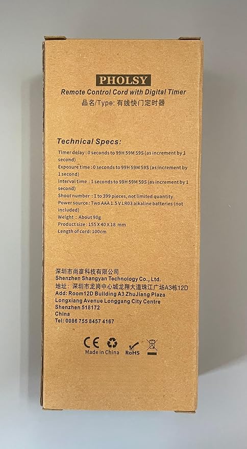 PHOLSY S8 Timer Remote Control Cable with Intervalometer for Sony a1 a9 a9m2 a7 a7M2 a7M3 7RM2 a7RM4 a7S a7SM3 a7SM2 a3500 a6600 a6500 a6100 RX100M5 RX100M6 RX100M7 HX99 HX90 HX350 HX400