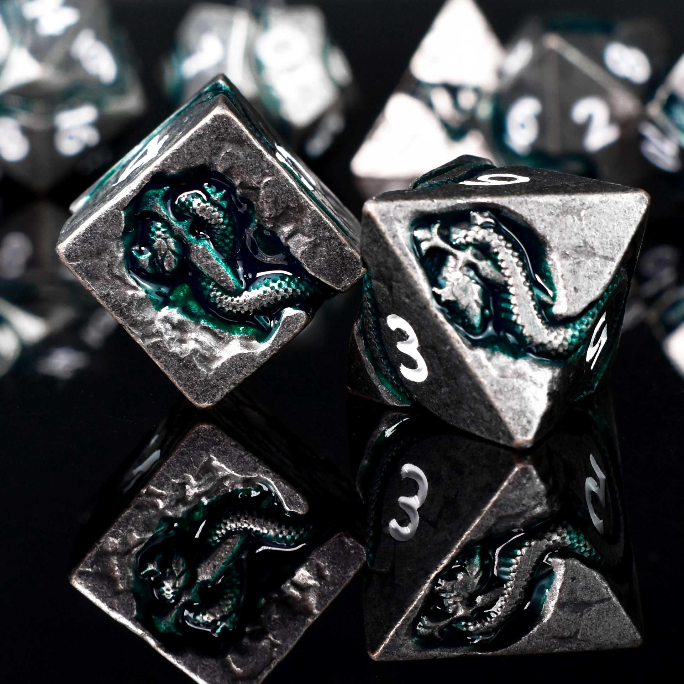 RULE DICE Serpent's Cunning DND Dice Set - Metal Dungeons and Dragons Dice for Players & DMS - Balanced Polyhedral D&D Dice, Unique D and D Gift for GMS and Players