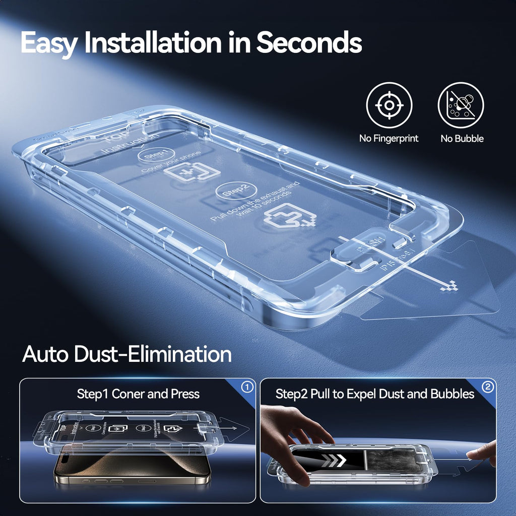 SMARTDEVIL Privacy Screen Protector for iPhone 15 Pro 2 Pack Private Tempered Glass + 2 Pack Camera Lens Protector,28°Anti Spy, Bubble Free, Auto-Dust Removal