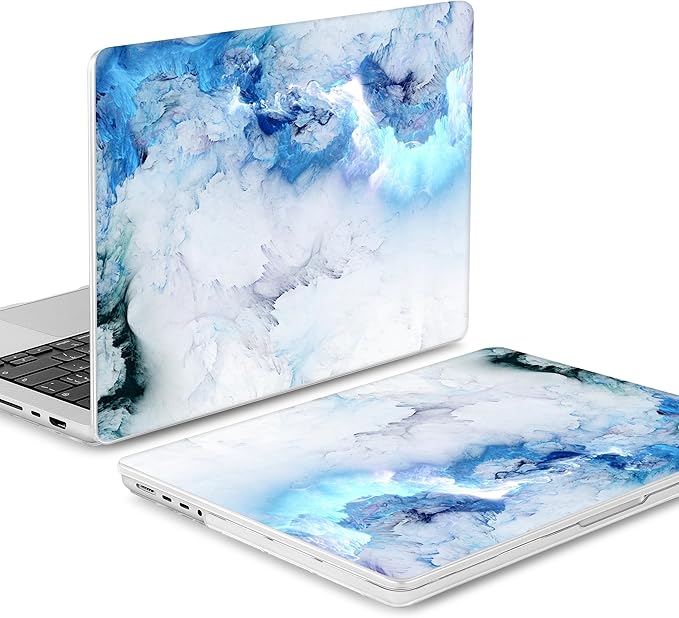 Mektron Case for MacBook Pro 16" M3 A2991 M2 A2780 M1 A2485 (2021/2022/2023) Pro/Max Chips with Touch ID, Hard Shell Plastic Laptop Cover Keyboard Cover Screen Protector, Cloud & Lightning