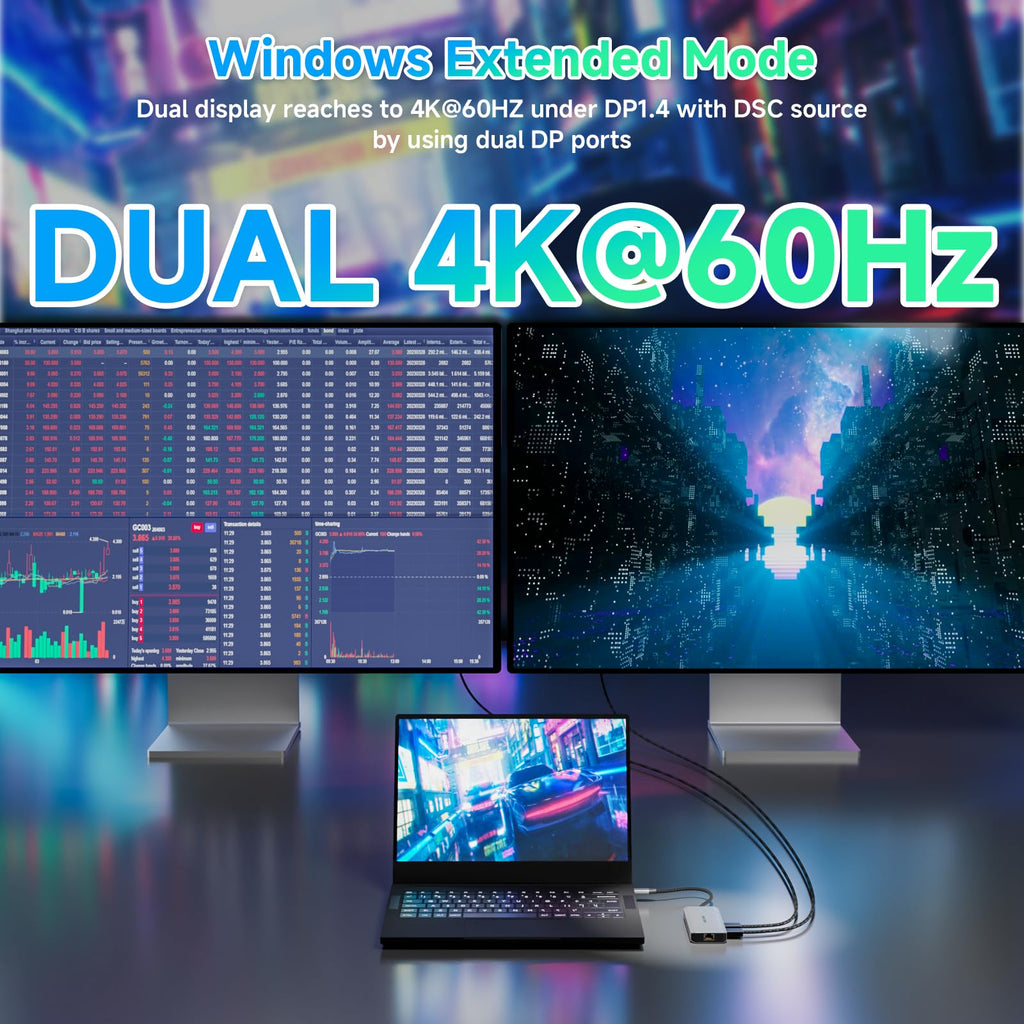 Laptop Docking Station,WAVLINK Triple Monitors Dock,Dual DisplayPort,HDMI