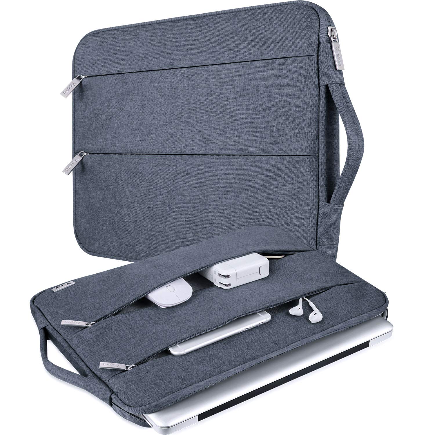 Voova Laptop Sleeve Carrying Case 13 13.6 Inch Compatible with MacBook Air 13 M1/M2/M3/M4, MacBook Pro 13/14, IPad Pro 13, Waterproof Slim Computer Cover Bag, Dark Grey