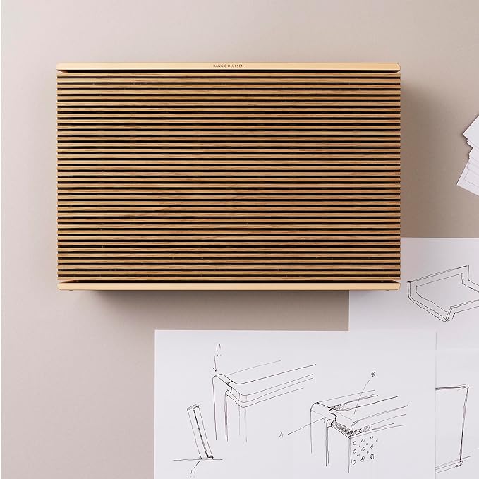 Bang & Olufsen Beosound Level Portable Wi-Fi Multiroom Speaker, Gold Tone/Light Oak