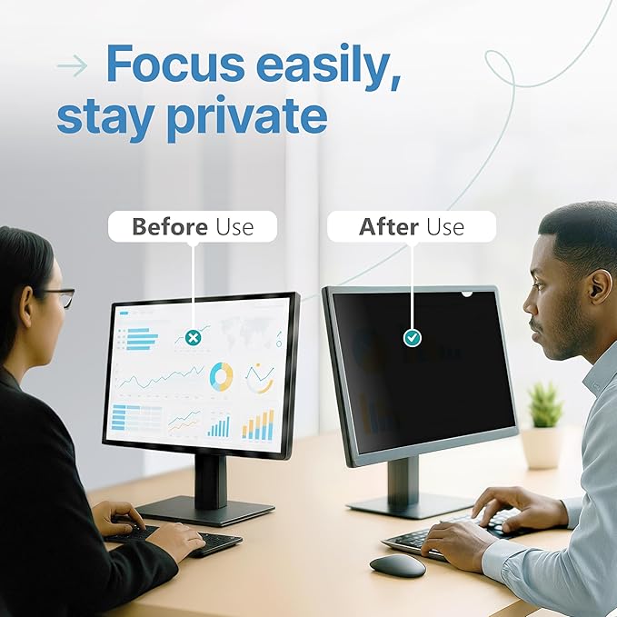 VINTEZ 23.6 Inch 16:9 Privacy Screen for Computer Monitor and Laptop - Anti Glare Protector Film Blue Light Filter Eye Protection - Computer Screen Privacy Shield, [1 Pack]