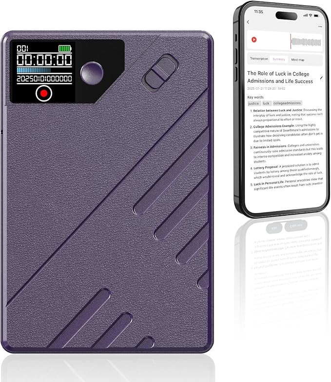 Ai Voice Recorder, Note Voice to Text Recorder W/Magnetic Case, App Control, Transcribe & Summarize with by Chatgpt, Support 112 Languages, 64GB Memory, Audio Recorder for Lectures, Meetings, Calls