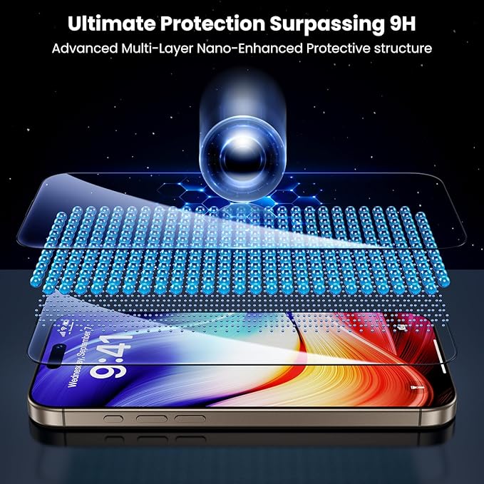 Uyiton UnBreak-Glass for iPhone 15 Pro Max Screen Protector, [Ultrasonic Fingerprint Support][Auto-Alignment Frame] Scratch-Resistant Bubble-Free 15 Pro Max Screen Protector(6.7''), 2 Pack