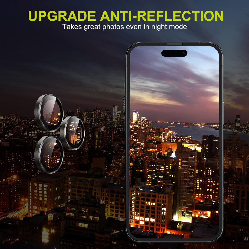 WSKEN for iPhone 14 Pro/iPhone 14 Pro Max Camera Lens Protector,[Night Shooting Mode] HD Tempered Metal Glass Camera Screen Protector Cover Film Accessories, Black