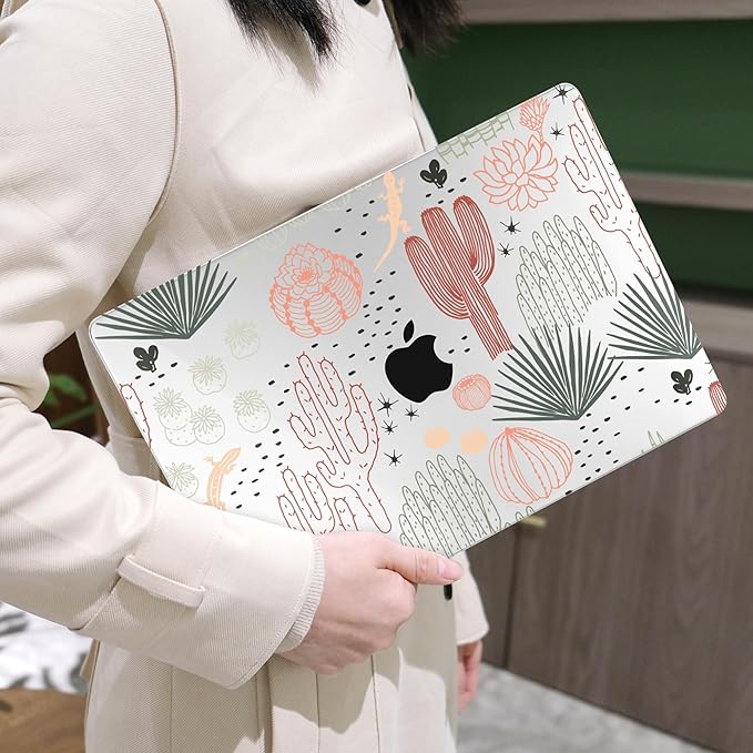 MEEgoodo Case for MacBook Air M4/M3/M2 13.6 inch 2025 2024 2022, Fit Model A3240 A3113 A2681, Compatible with MacBook Air 13 inch, Laptop Hard Shell Case with Keyboard Cover, Cacti