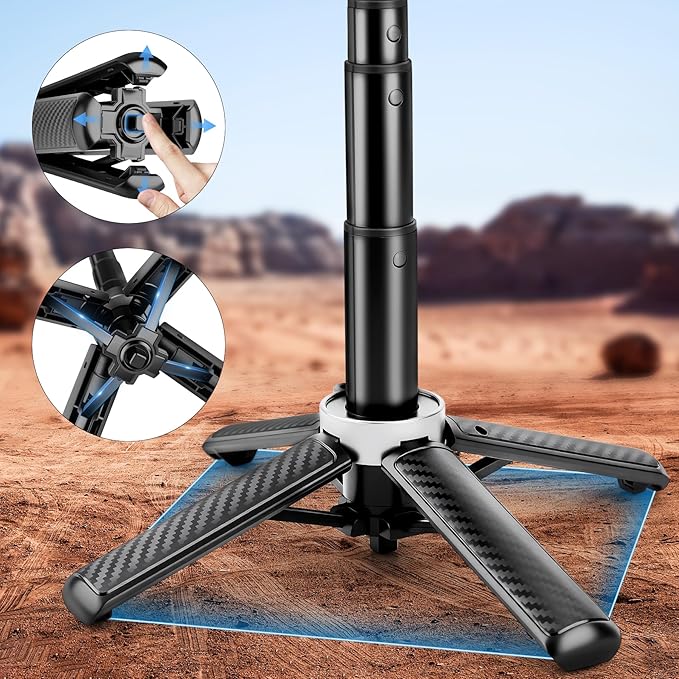 Magnetic Tripod for Phone with Remote Control, 3-in-1 Selfie Stick Handle Grip 360°Rotation Extendable Stand for iPhone Android Phones