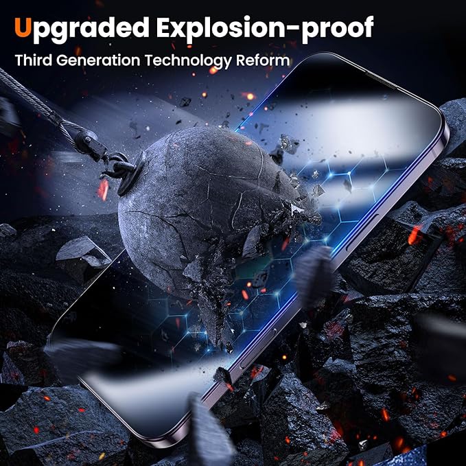 UniqueMe for iPhone 14 Pro Max Screen Protector - [Military Grade Shatterproof & 9H+ Hardness] Screen Protector 14 Pro Max Tempered Glass Full Coverage Protection, Easy Installation, 2 Packs
