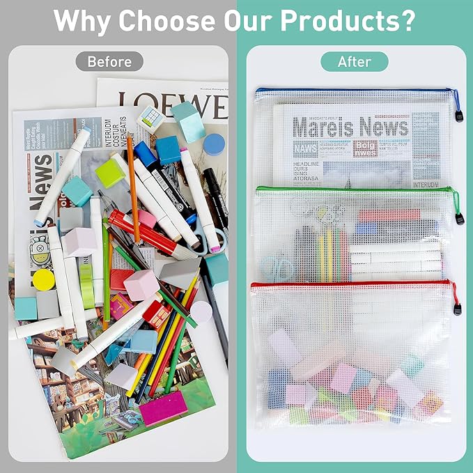 18pcs Mesh Zipper Pouch Bags, B5 Mesh Pouch, 9 Color Zipper Pouches for Organizing, Board Game Storage, Travel, School, Office