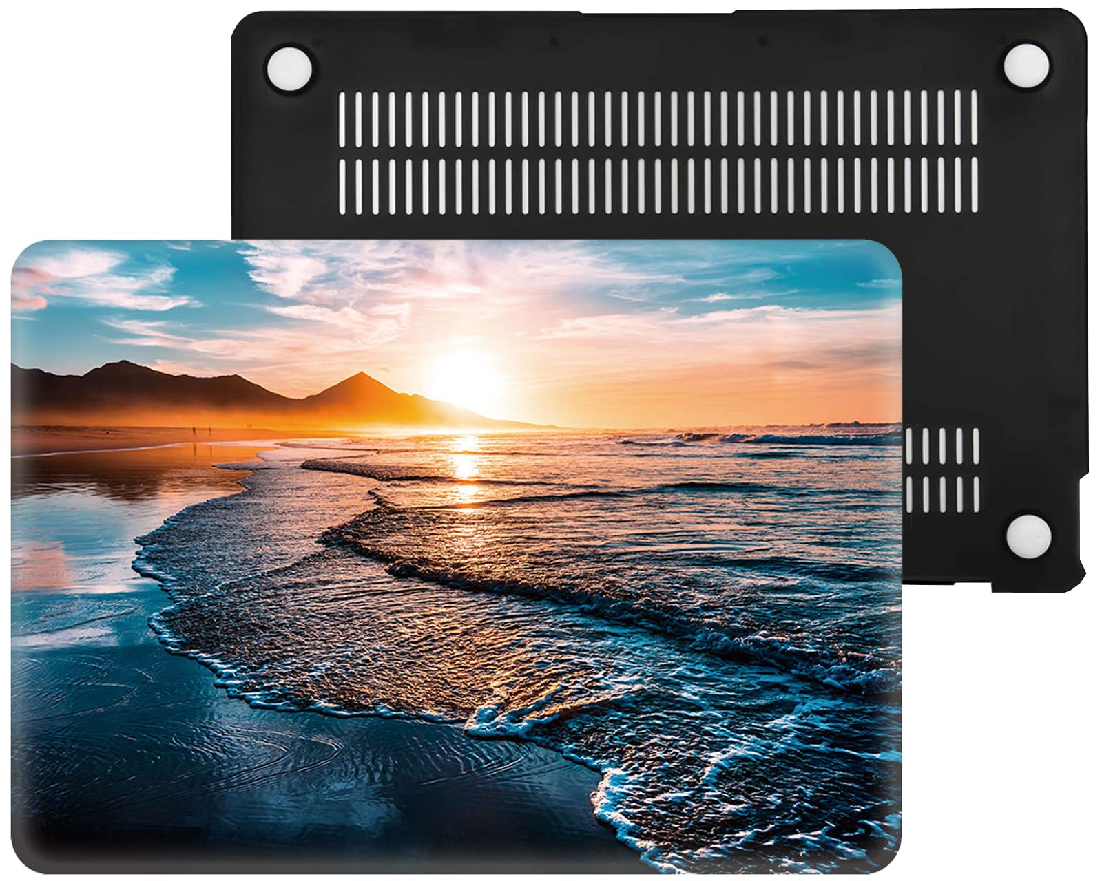 Beach Sunset Hard Case Compatible with MacBook Air 13 Inch Case 2017 2016 2015 2014 2013 2012 2011 2010 Release A1466/A1369,AMCJJ Plastic Hard Shell Cover & Keyboard Cover &Screen Protector